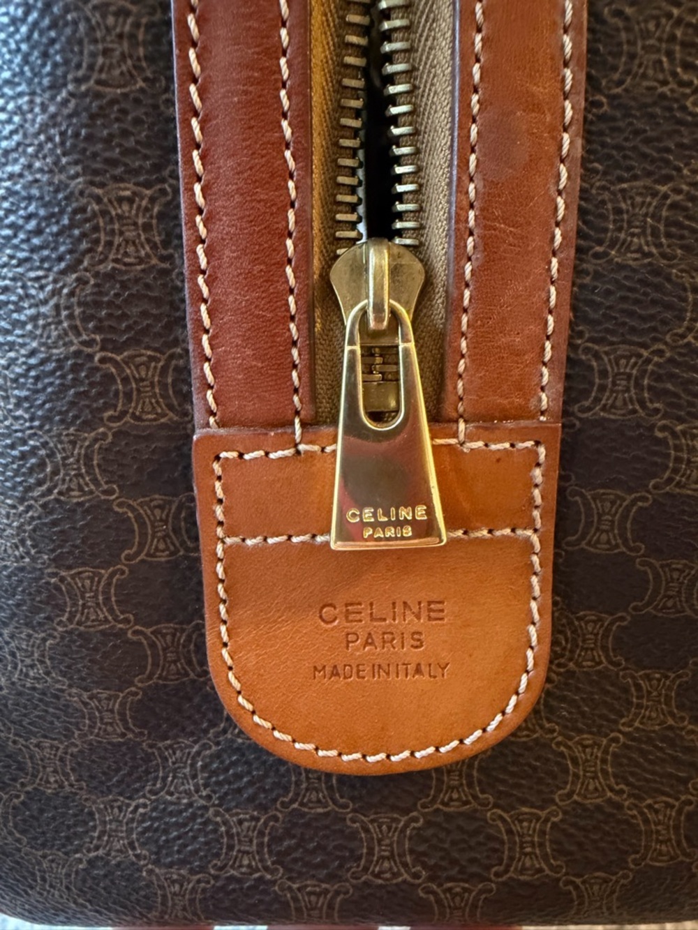 Celine Boston Brown Monogram Tote with Tan Leather Patch - Picture 14 of 14